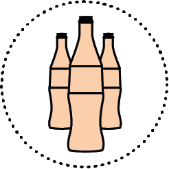 Grafik von drei Colaflaschen